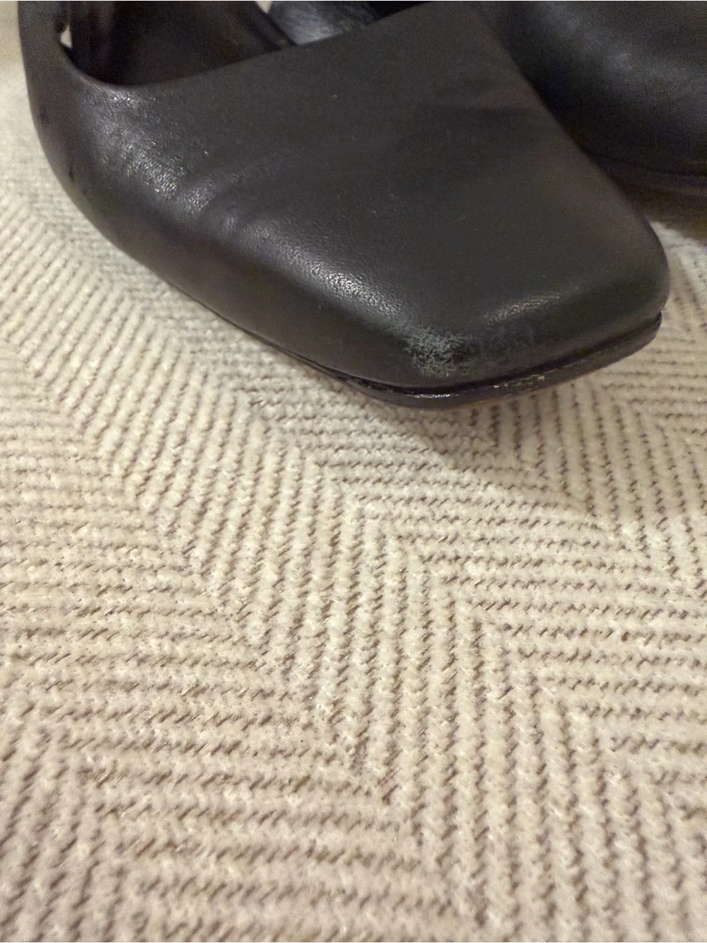 Vince Black Leather Square-Toe Slingback Flats - Picture 4 of 7
